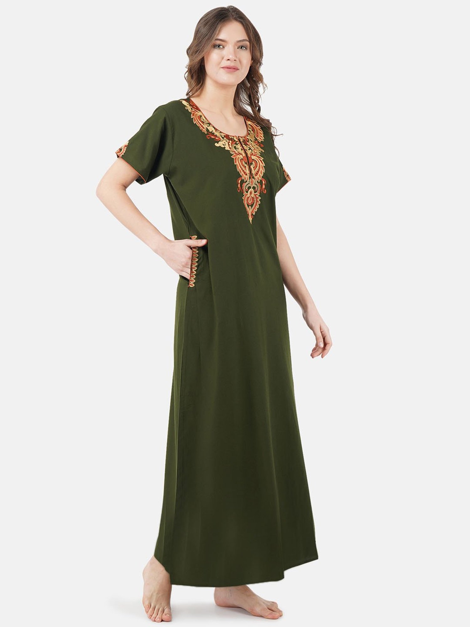 KOI SLEEPWEAR Olive Embroidered Nighty