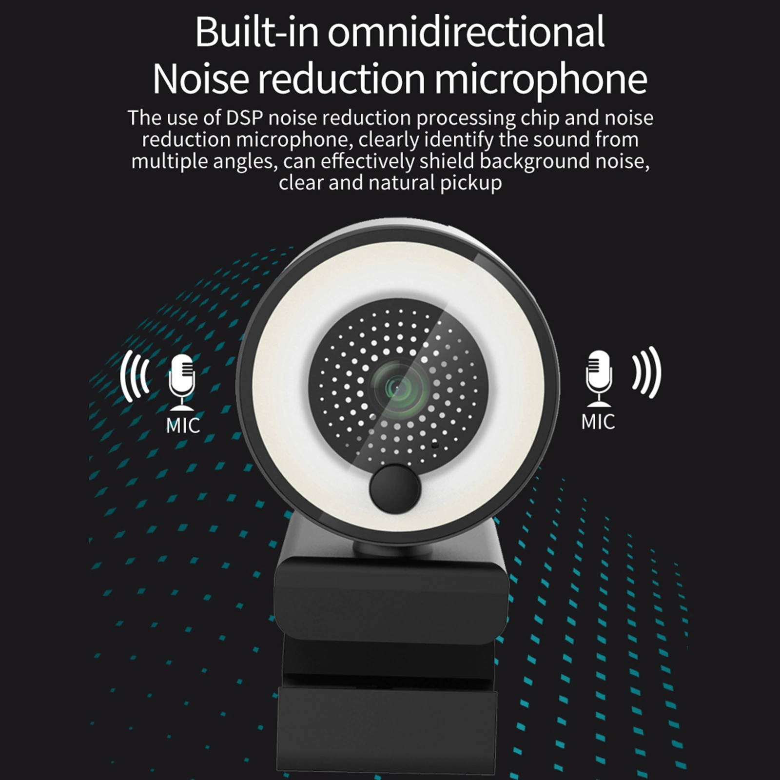 Newest USB Webcam with Ring Fill Light 2K Urtal Full HD Auto-focus 5MP PC Web Camera 2952*1944P for PC Laptop Video Conference