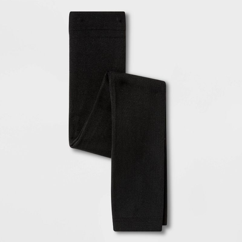 Girls' Fleece Lined Footless Tights - Cat & Jack™ Black S