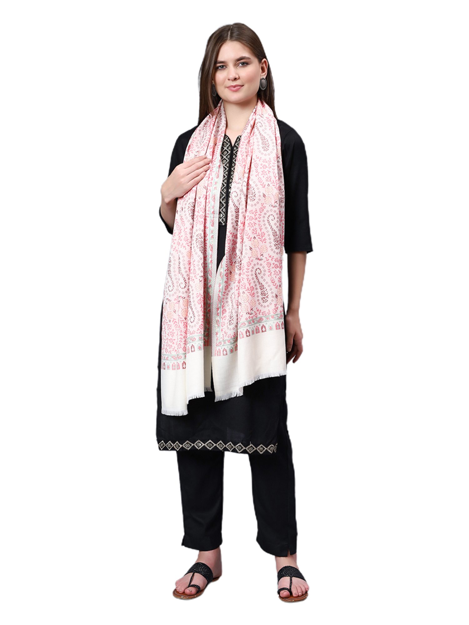 Aditi Wasan White Floral Stole