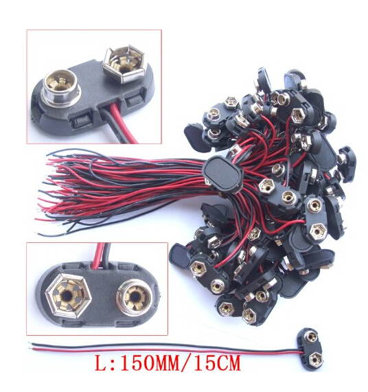 WWH- 10 pcs 15CM Hard DC 9V batteries Battery Button Cables