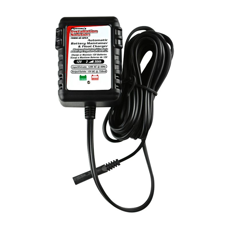 Pipeman's Installation Solution TRBM-12-125A Intelligent Automatic Automobile 12 Volt Battery Maintainer and Float Charger with Cable Clamps
