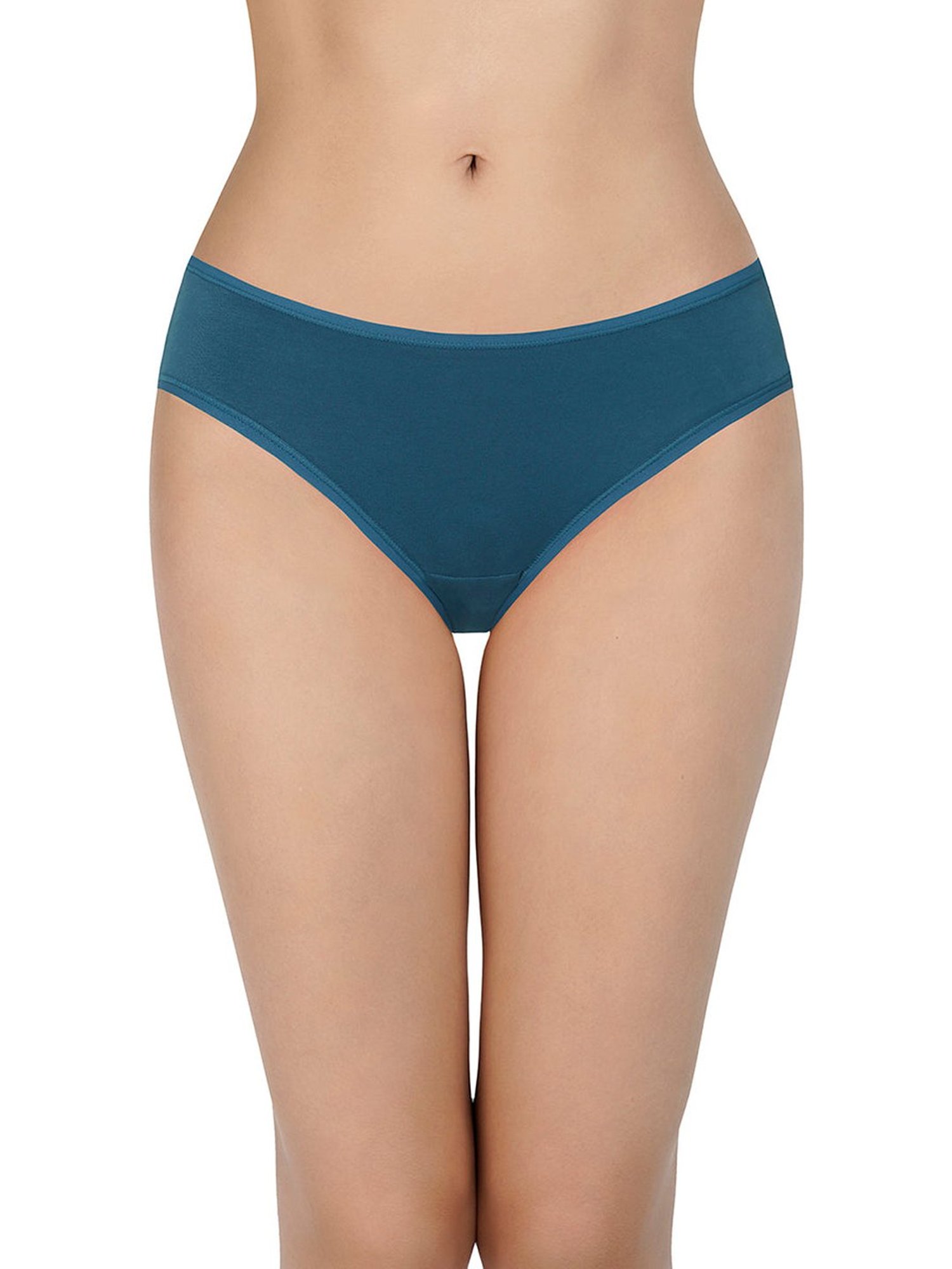 Amante Sea Green & White Cotton Floral Print Bikini Panties - Pack Of 5