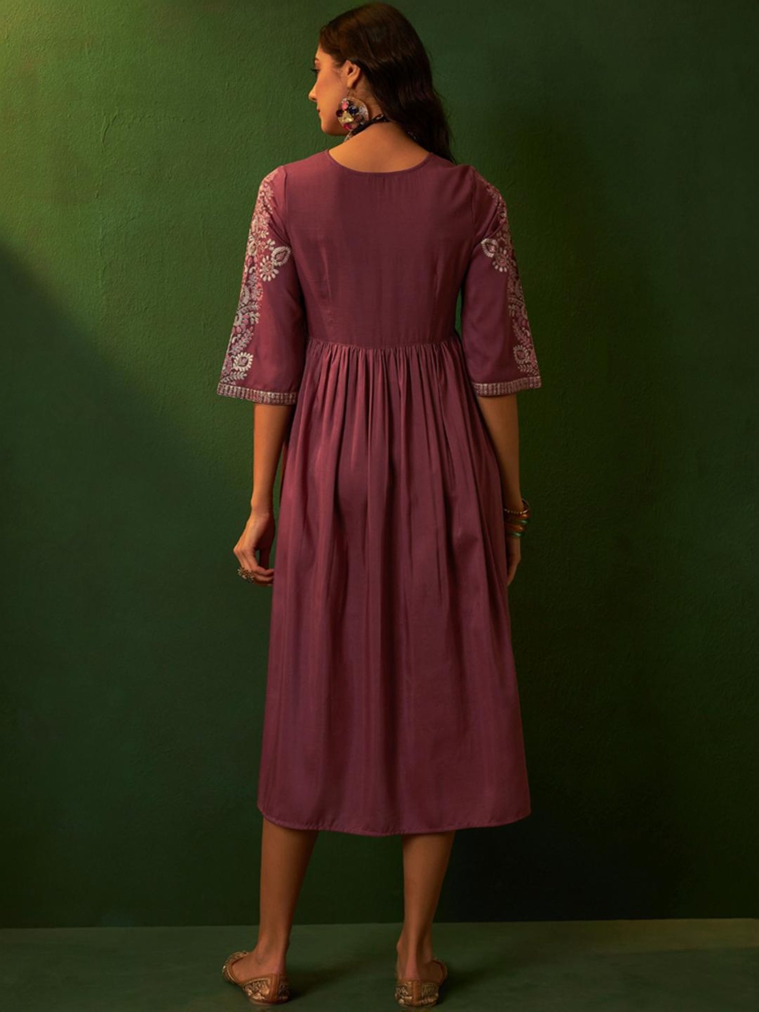 Ziyaa Pink Printed A-Line Dress