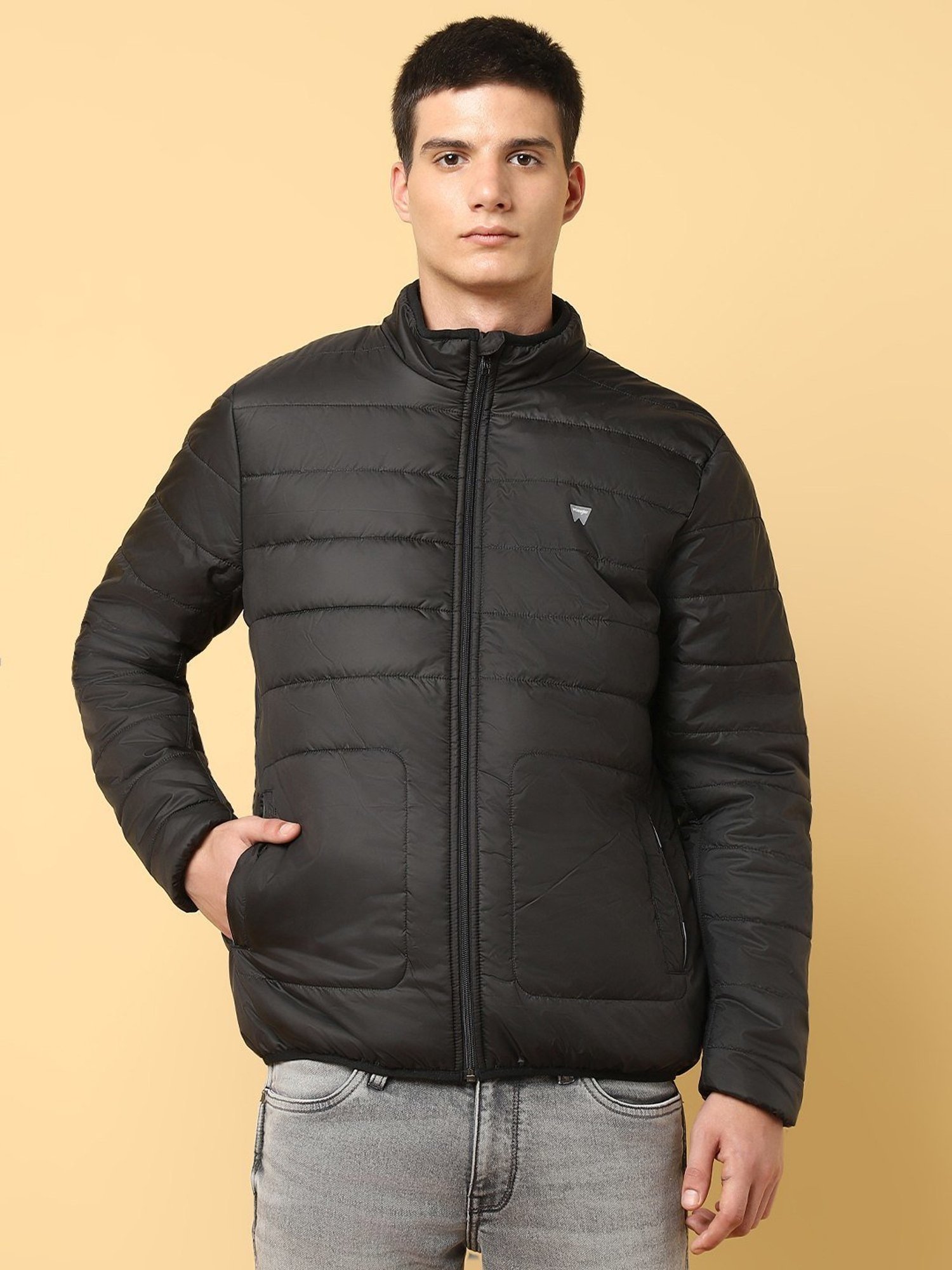 Wrangler Black Regular Fit Quilted Jacket