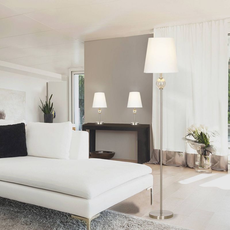 58" 3pc Table and Floor Lamp Set (Includes LED Light Bulb) Silver - Cresswell Lighting