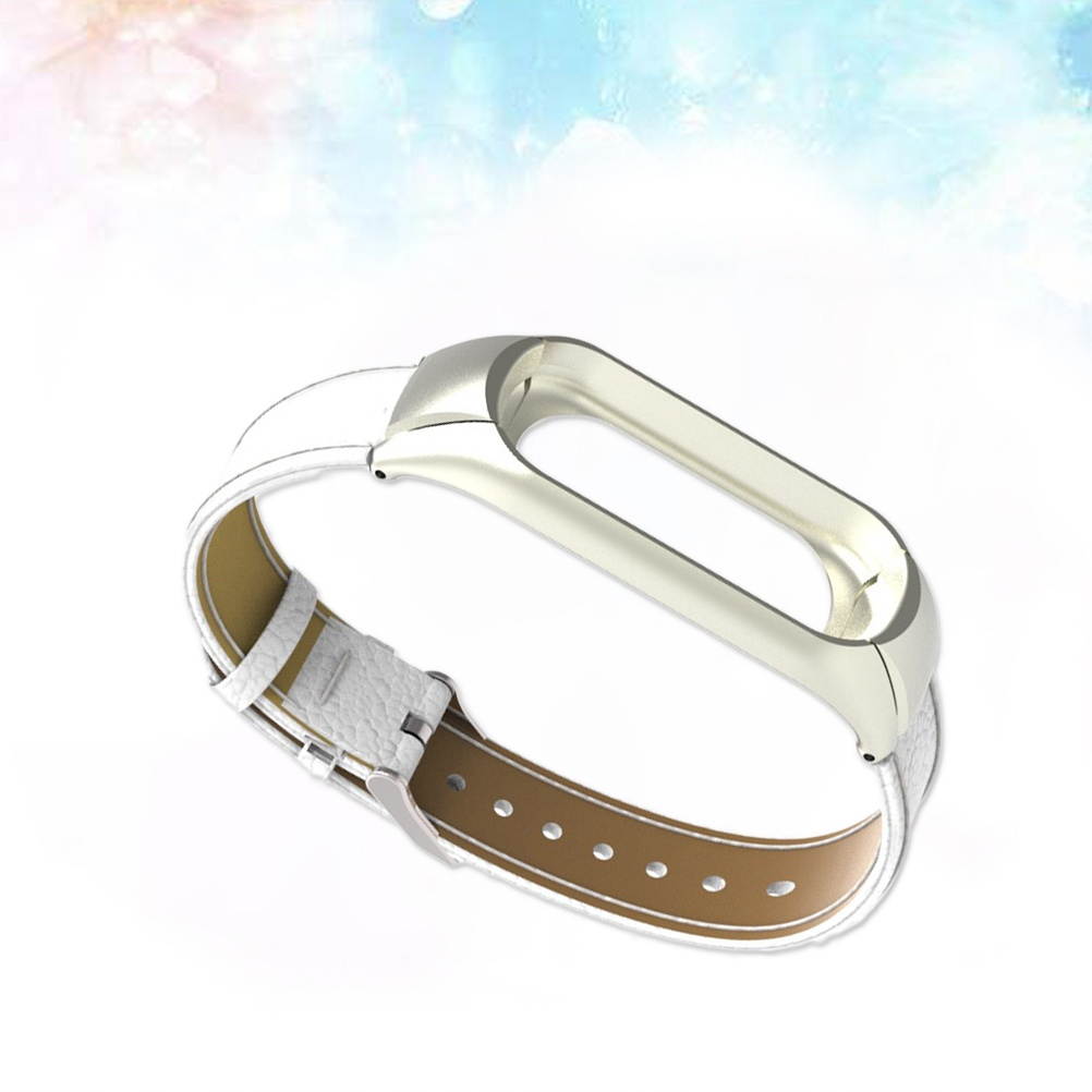 Fashion Casual Lichee Pattern Replacement Leather Strap for Xiaomi Mi Band 3 (Black)