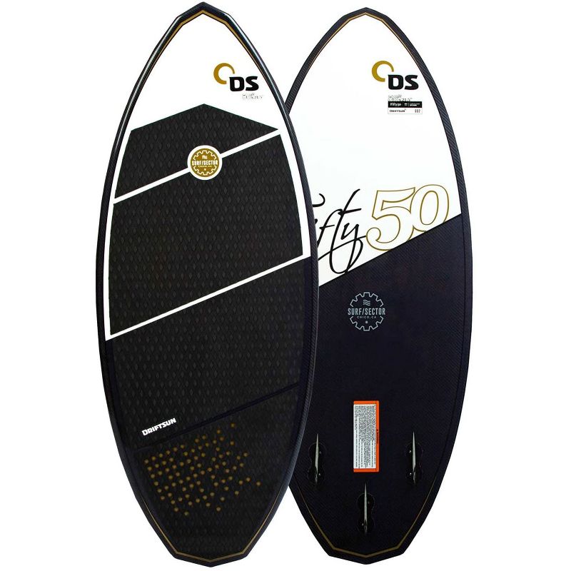 Driftsun 4 Foot 9 Inch Fifty 50 Combination Skim and Wakesurf Riding Board with 3 Removable Fins for Intermediate to Advanced Riders