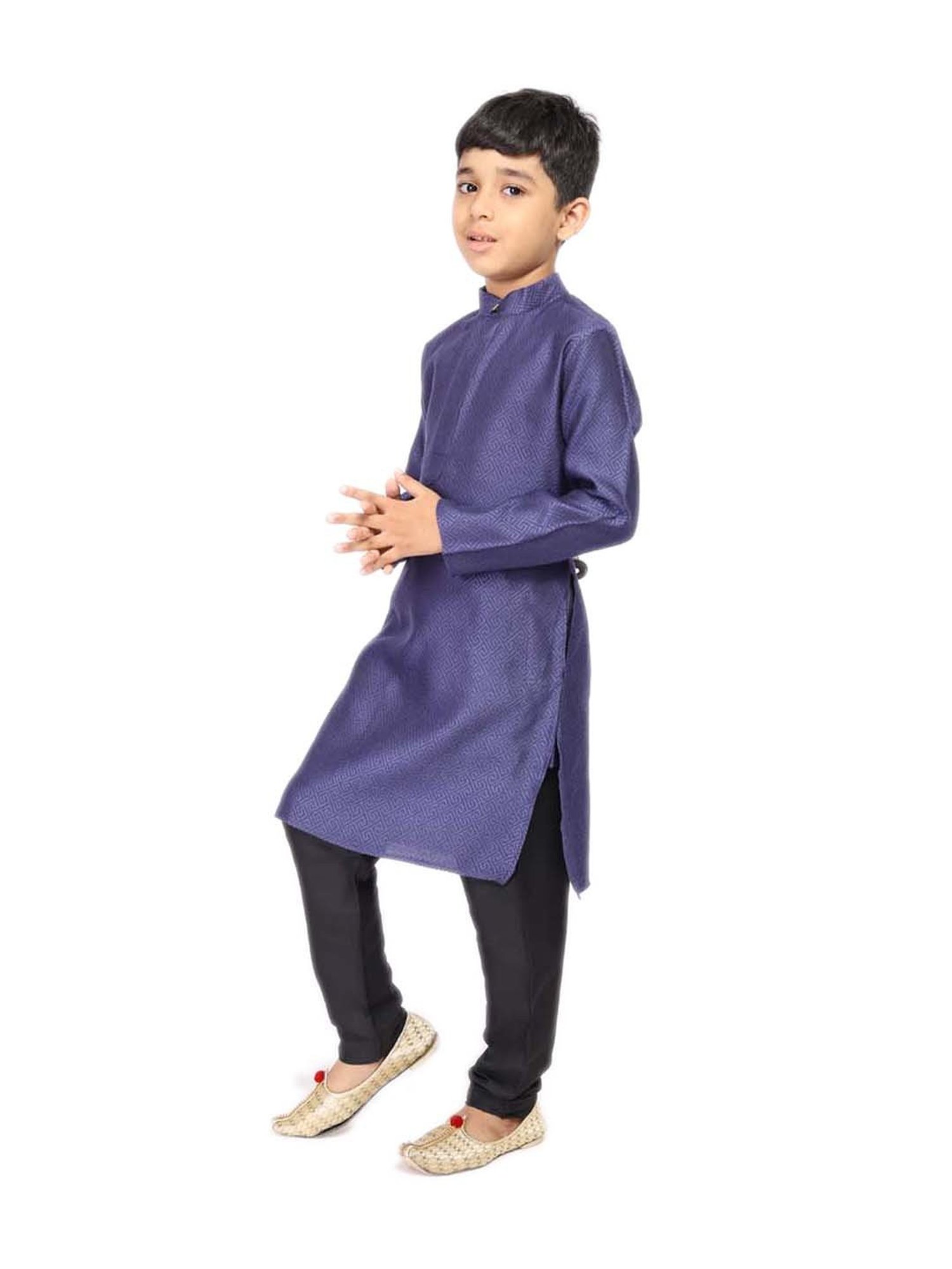 TABARD Kids Purple & Black Cotton Printed Kurta Set