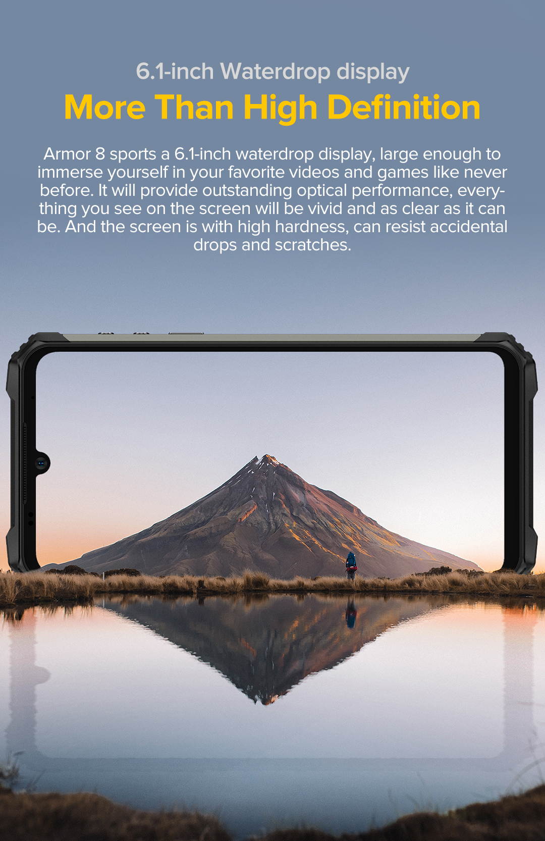 Ulefone Armor 8 Rugged Phones Unlocked, Helio P60 Octa-core 4GB + 64GB Android Phone Unlocked, 16MP Triple Rear Camera + 8MP Front Camera, 6.1" HD+ 5580mAh Battery Global 4G Unlocked Smartphone