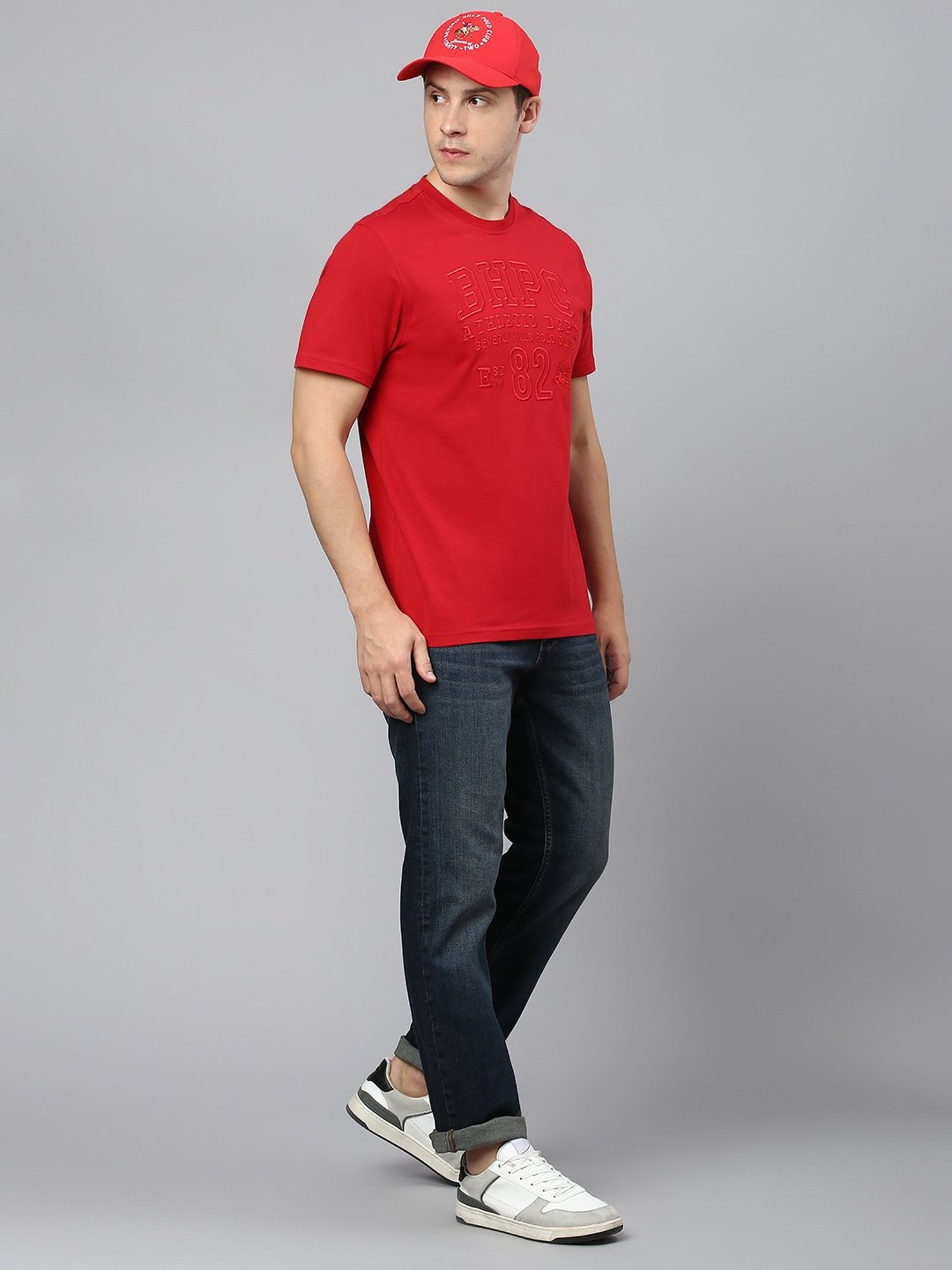 Beverly Hills Polo Club Red Regular Fit Cotton Crew T-Shirt