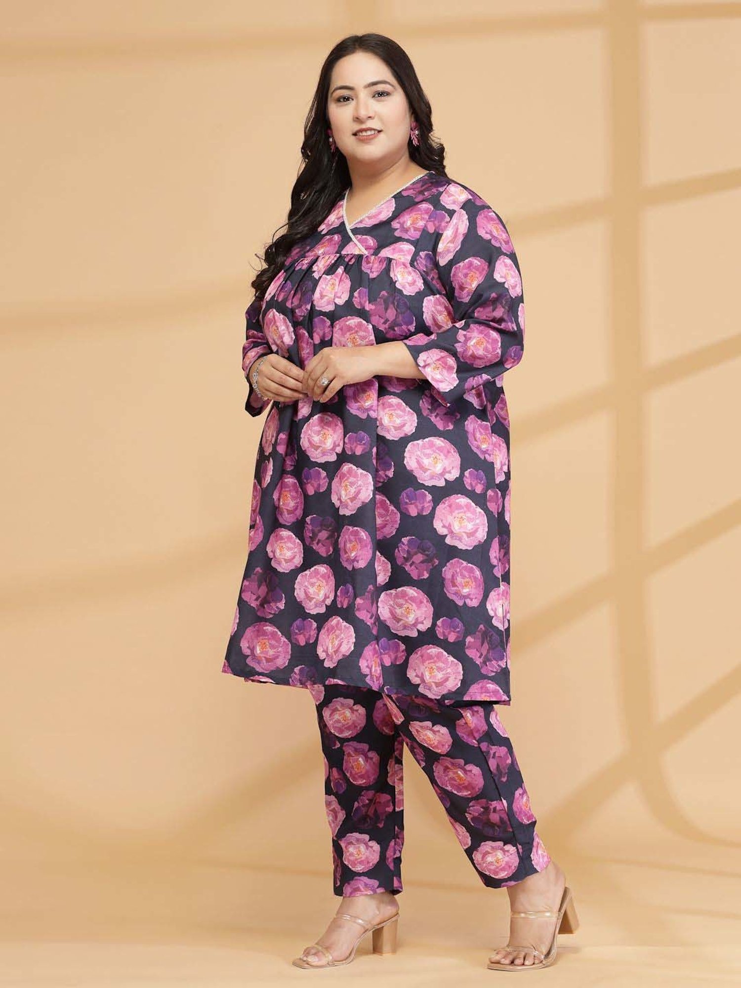 Melon by PlusS Blue Printed Shirt Pant Set