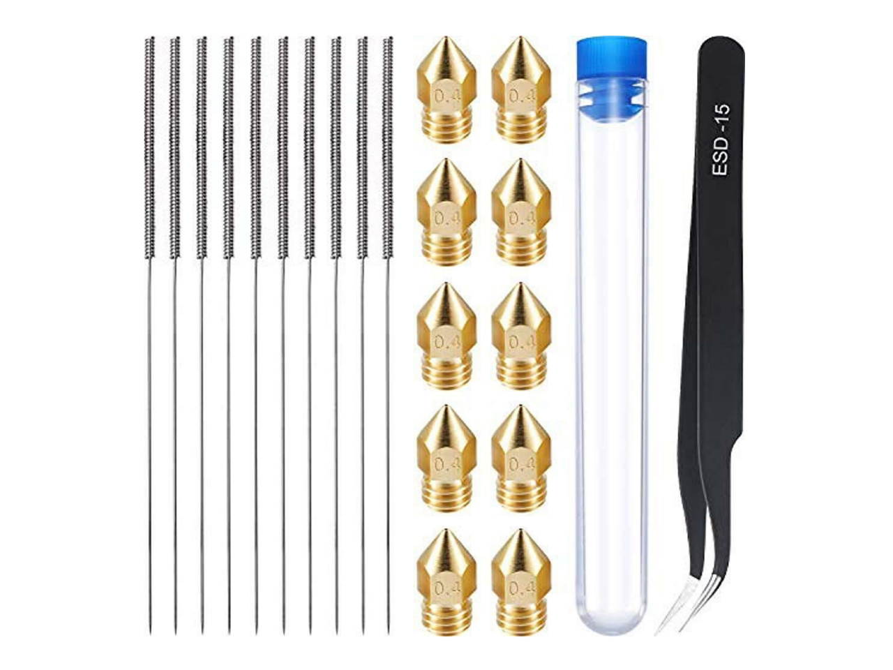10pcs Creality 3D Printer Extruder Brass Nozzles Print Head 0.4mm Output for CR-10 Series Ender 3 Ender 5 1.75mm PLA ABS Filament