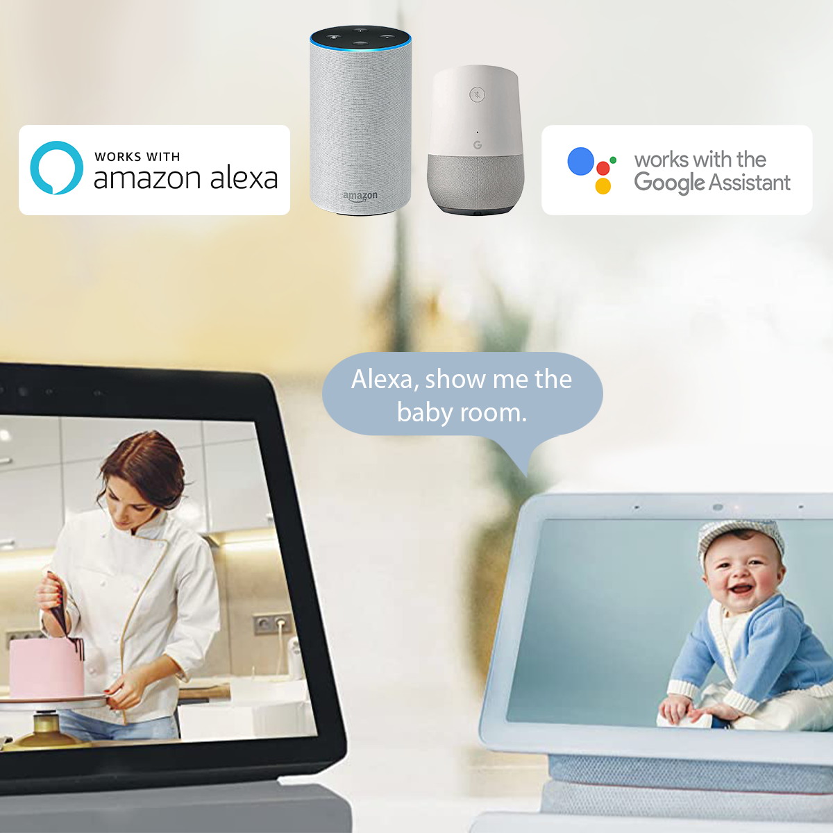 eco4life 1080p Indoor 2.4G WIFI Smart IP Camera with Night Vision, 2 Way Audio, 24/7 Motion Detection and Notification.