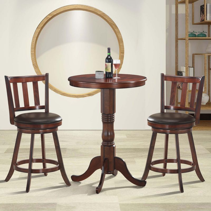 Costway Set of 2 25'' Swivel Bar stool Leather Padded Dining Kitchen Pub Bistro Chair High Back