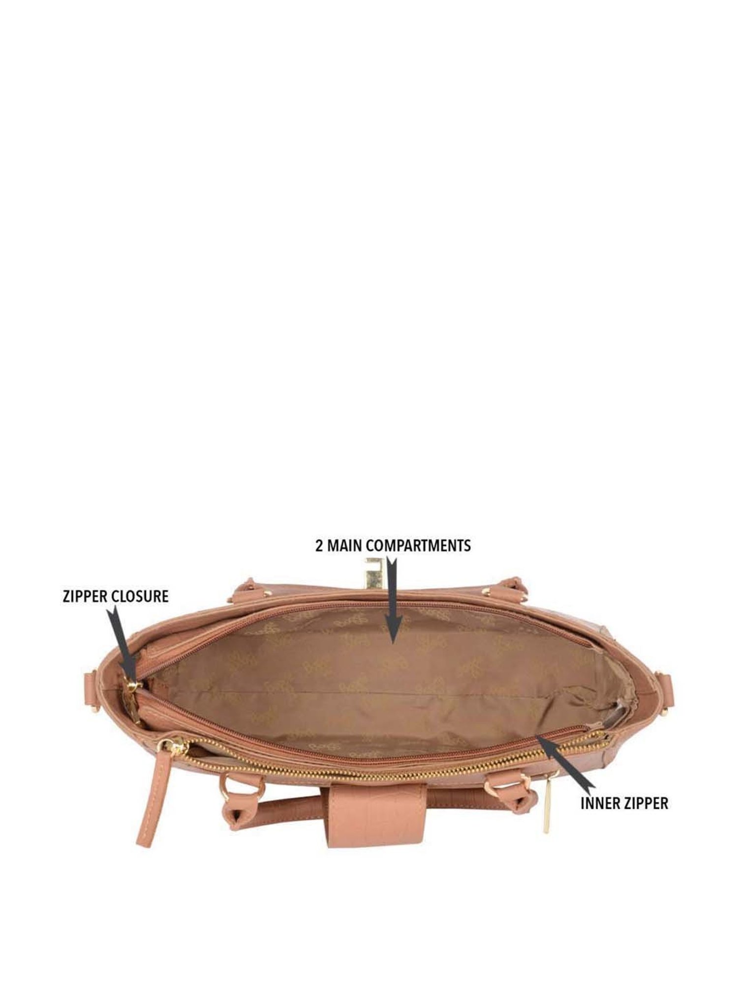 Baggit Tan Textured Medium Handbag