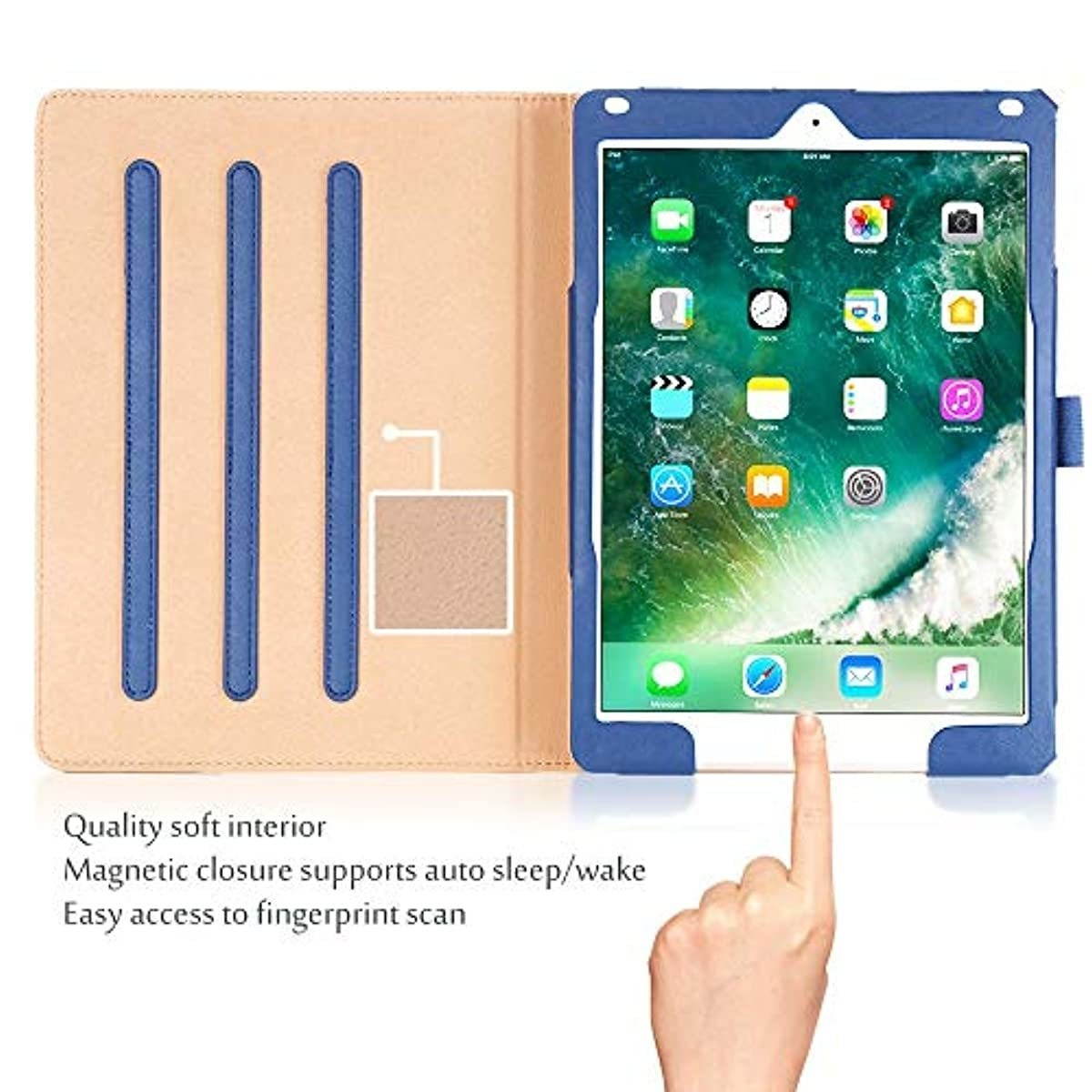 ProCase iPad 9.7 Case (Old Model) 2018 iPad 6th Gen / 2017 iPad 5th Gen Case Bundle with Elastic Apple Pencil Holder Case