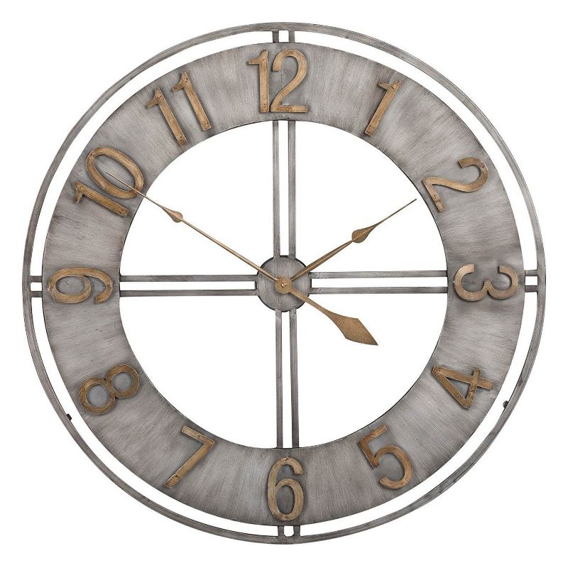 Studio Designs 30" Industrial Loft Analog Home Decor Wall Clock, Steel & Bronze