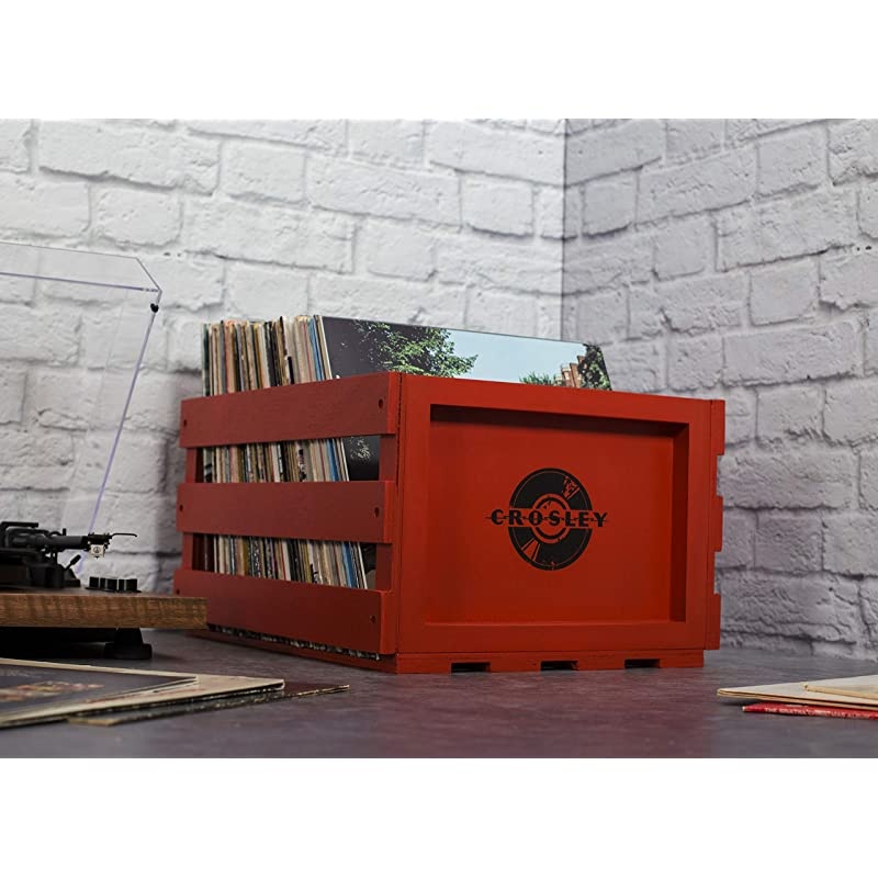 AC1004ARE Record Storage Crate Holds up to 75 Albums Red