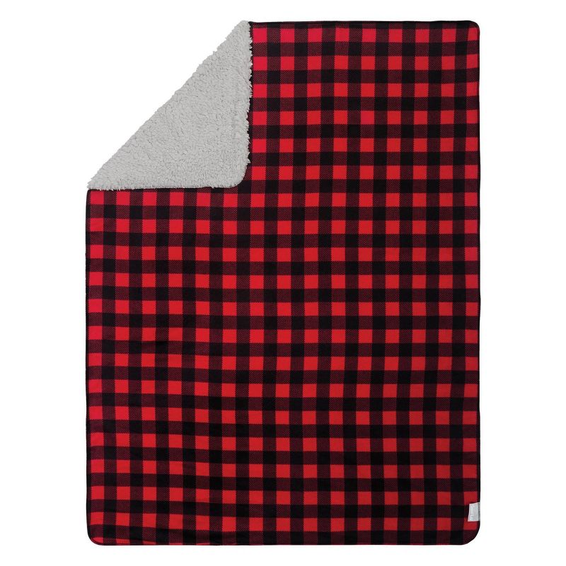 Trend Lab Flannel and Faux Shearling Baby Blanket - Red/Black