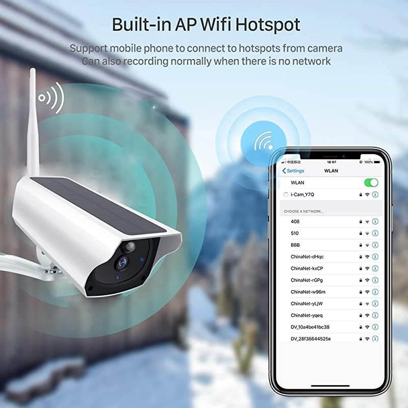 Solar Powered Outdoor Wireless 2MP HD 1080P Security Video 24GHz WiFi IP Camera Night Vision PIR Motion Detection IP66 Waterproof 2Way Audio