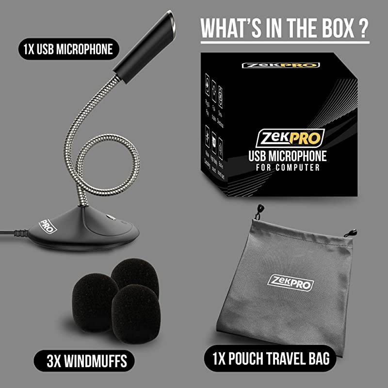 USB Computer Microphone Plug amp Play for Podcast Vocal Voice Studio Recording 5ft Mic Gaming PC YouTube Skype Desktop Laptop Omnidirectional Condenser Mute Button with LED wTravel Bag