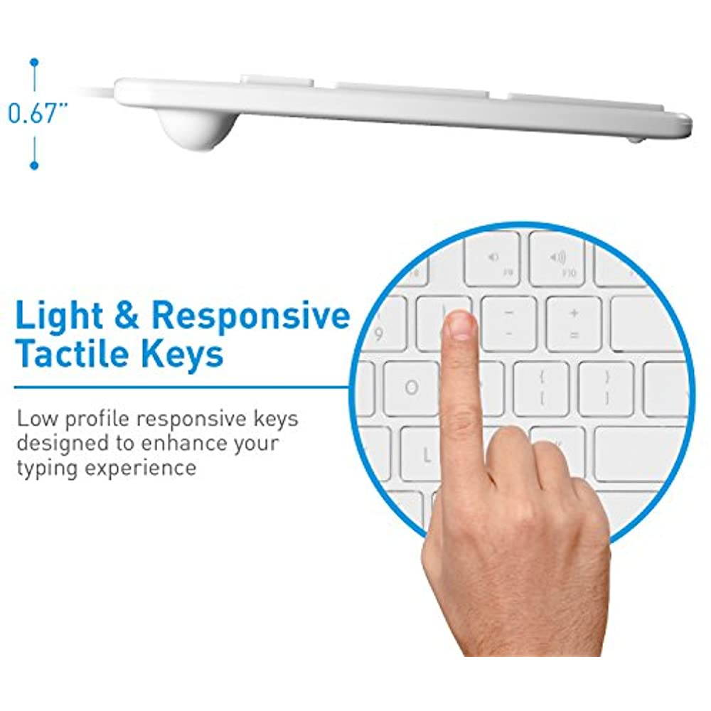 Macally Ultra-Slim USB Wired Keyboard for Apple Mac Pro, MacBook Pro/Air, iMac, Mac Mini, Laptop, Windows PC (SLIMKEYPRO)
