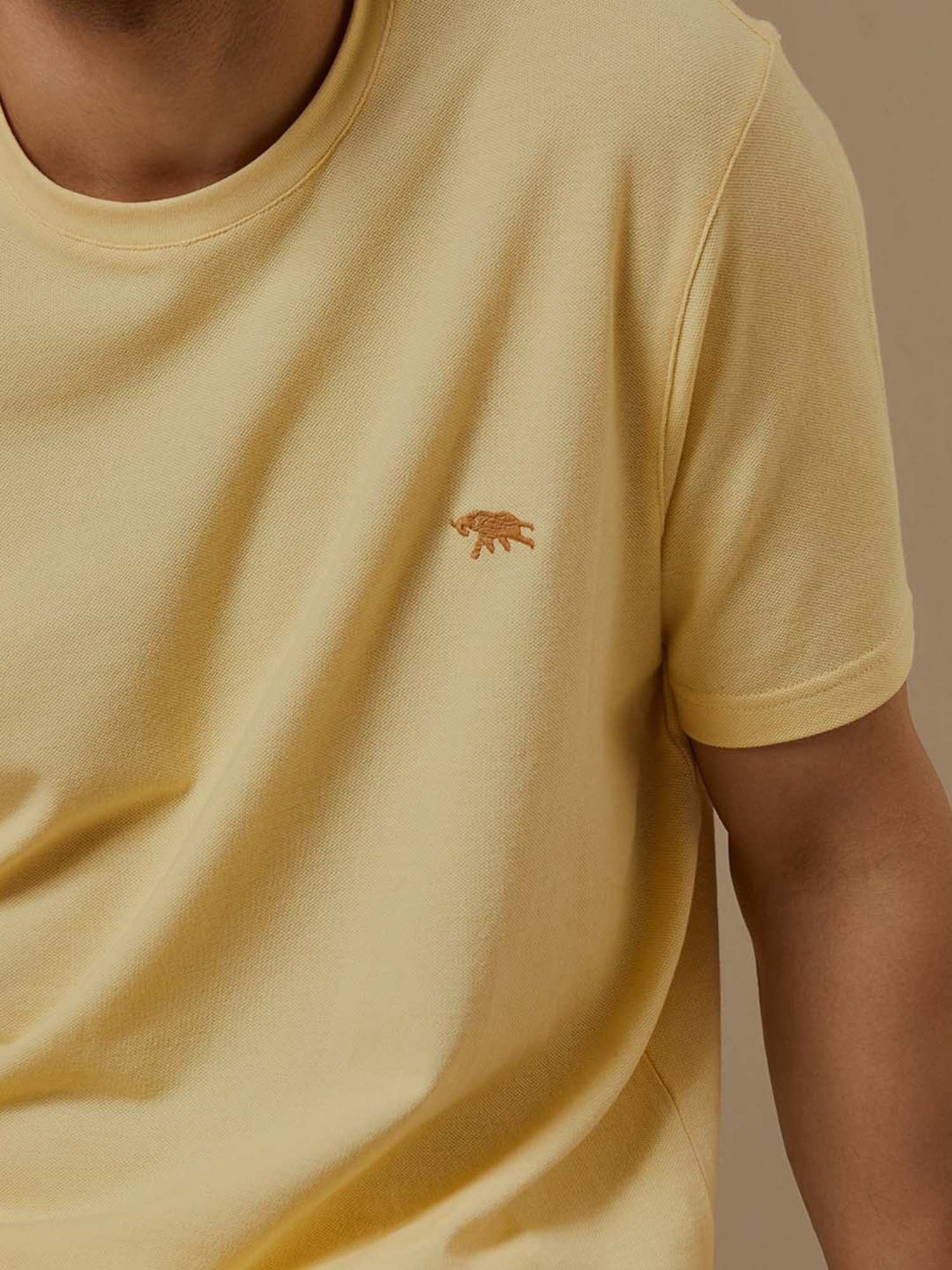 ANDAMEN Yellow Regular Fit Crew T-Shirt