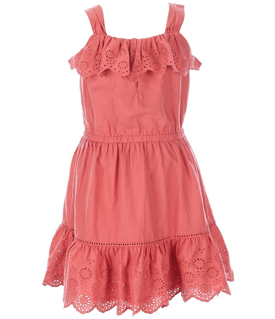 Polo Ralph Lauren Little Girls 2T-6X Ruffle Eyelet Tiered Fit-And-Flare Dress