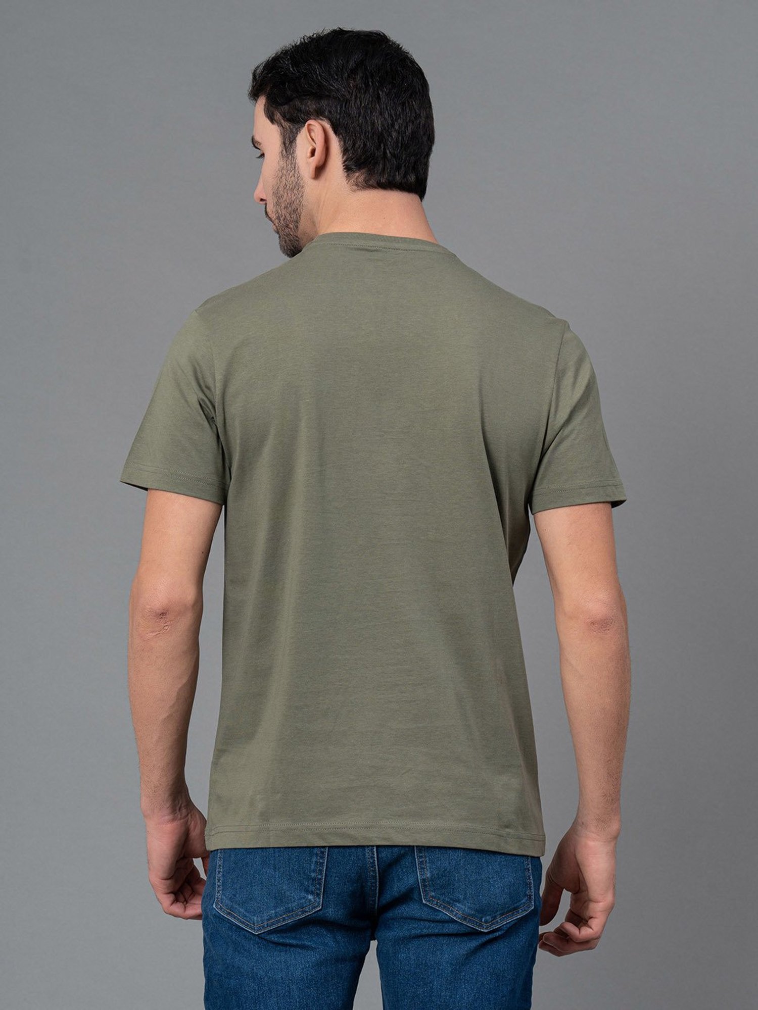 Red Tape Light Olive Regular Fit Cotton Crew T-Shirt