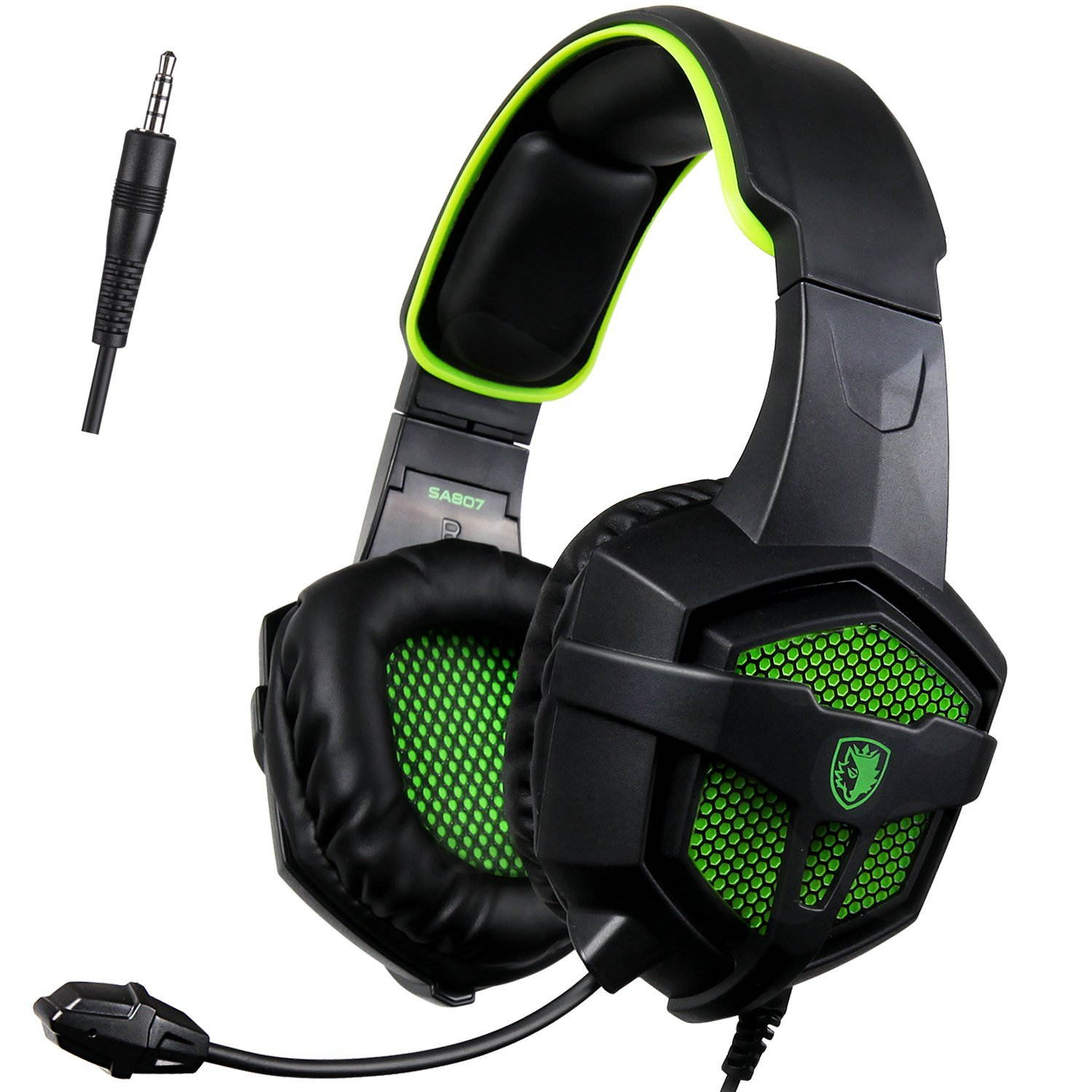 Gaming Headset, SADES SA-807 Xbox one PC PS4 Gaming Headphone 3.5mm Plug Wired Stereo Over ear Headphones For Multi-Platform with Mic Volume Control Black Green