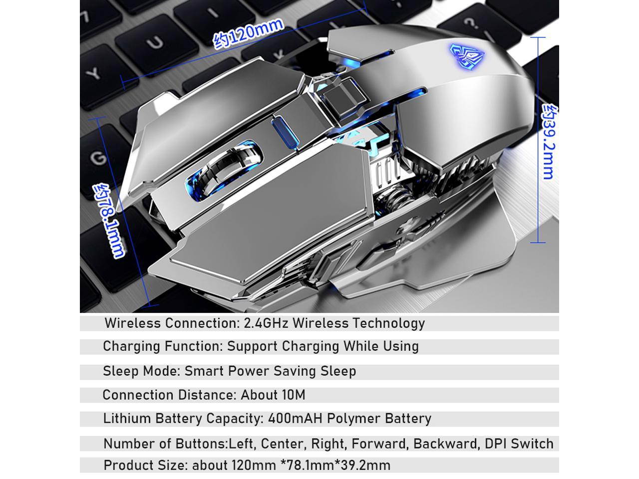 AULA SC300 2.4G Wireless Rechargeable Mouse 4-Color RGB Gaming Mouse Auto-sensing Smart Sleep Ergonomic