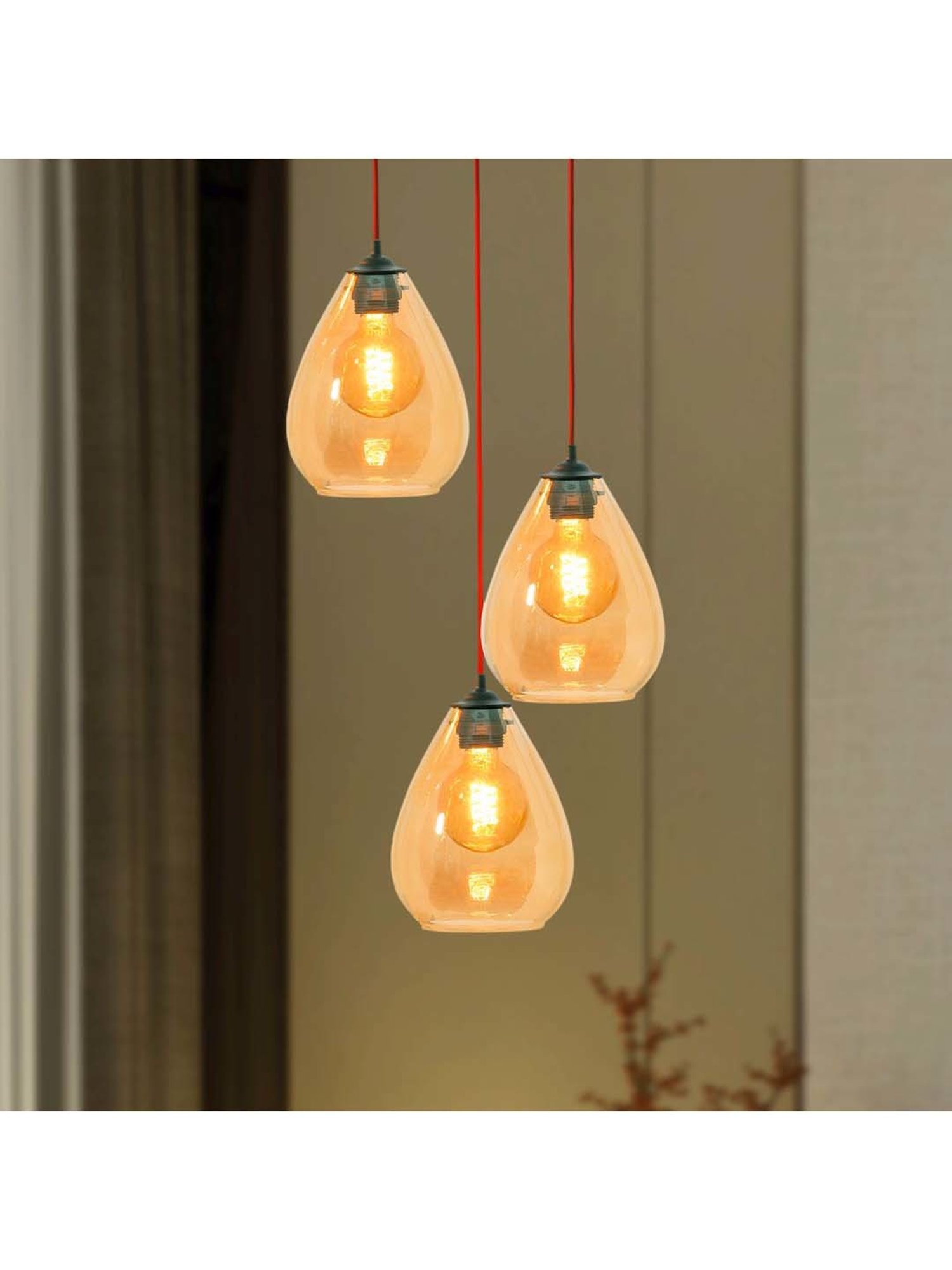 Kapoor E Illuminations Fondi Amber Glass Cluster Round Hanging Light