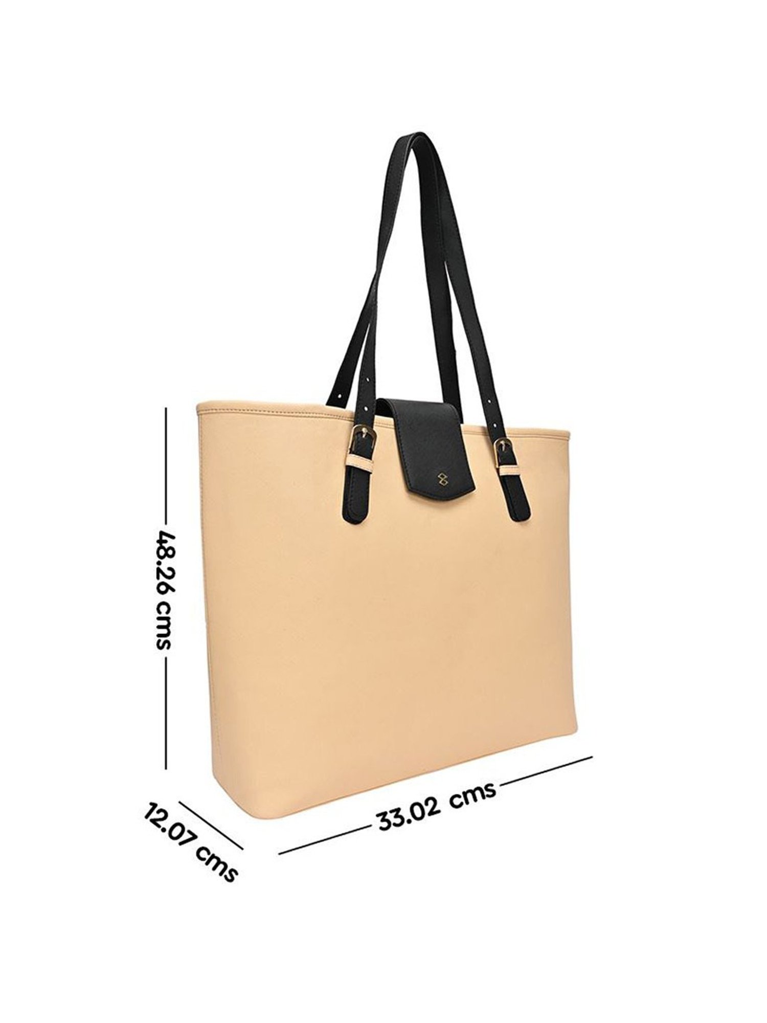 Horra Beige Solid Tote Handbag
