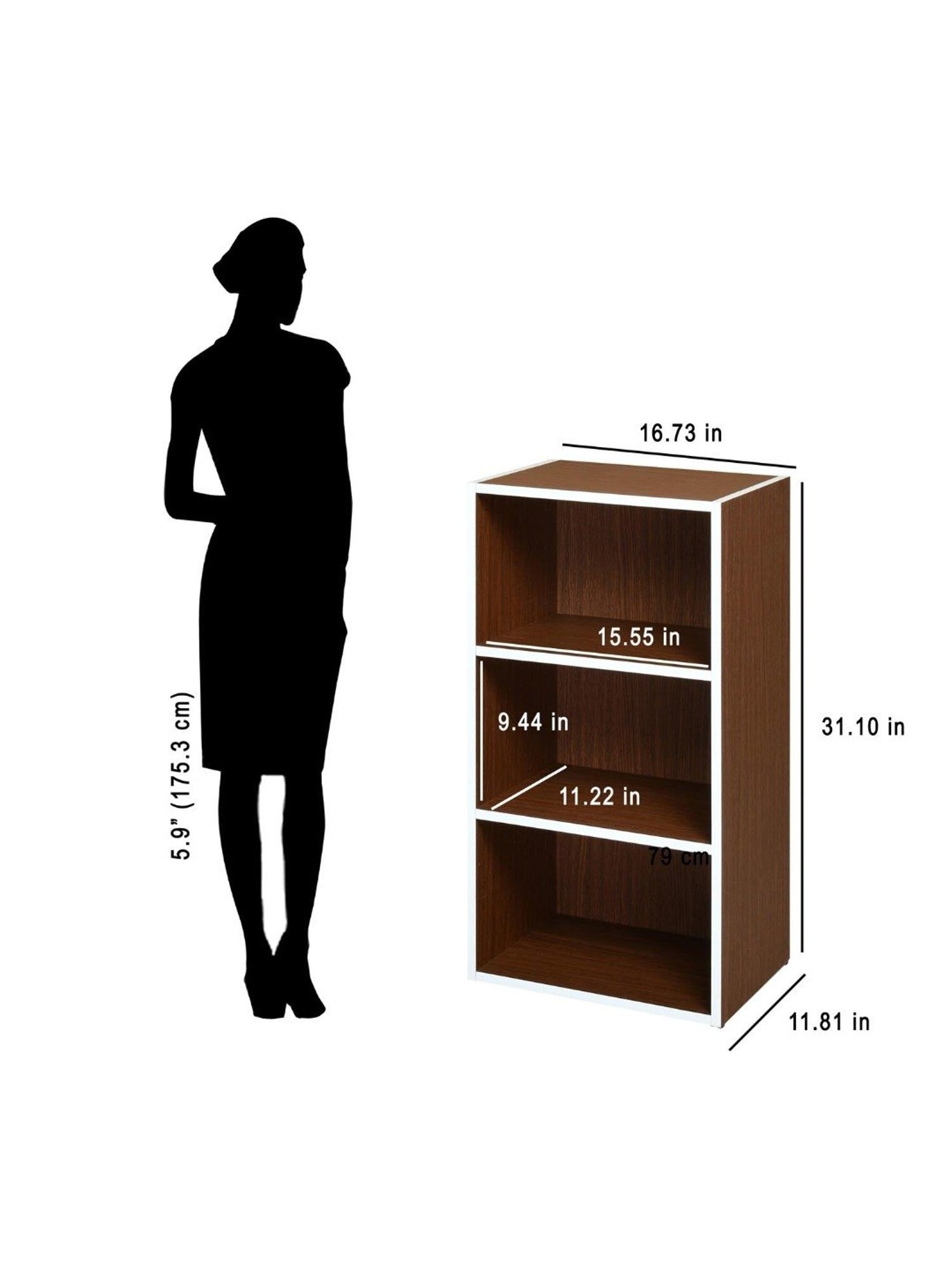 Nilkamal Halo Urban Walnut Engineered Wood 3 Tier Storage Cabinet