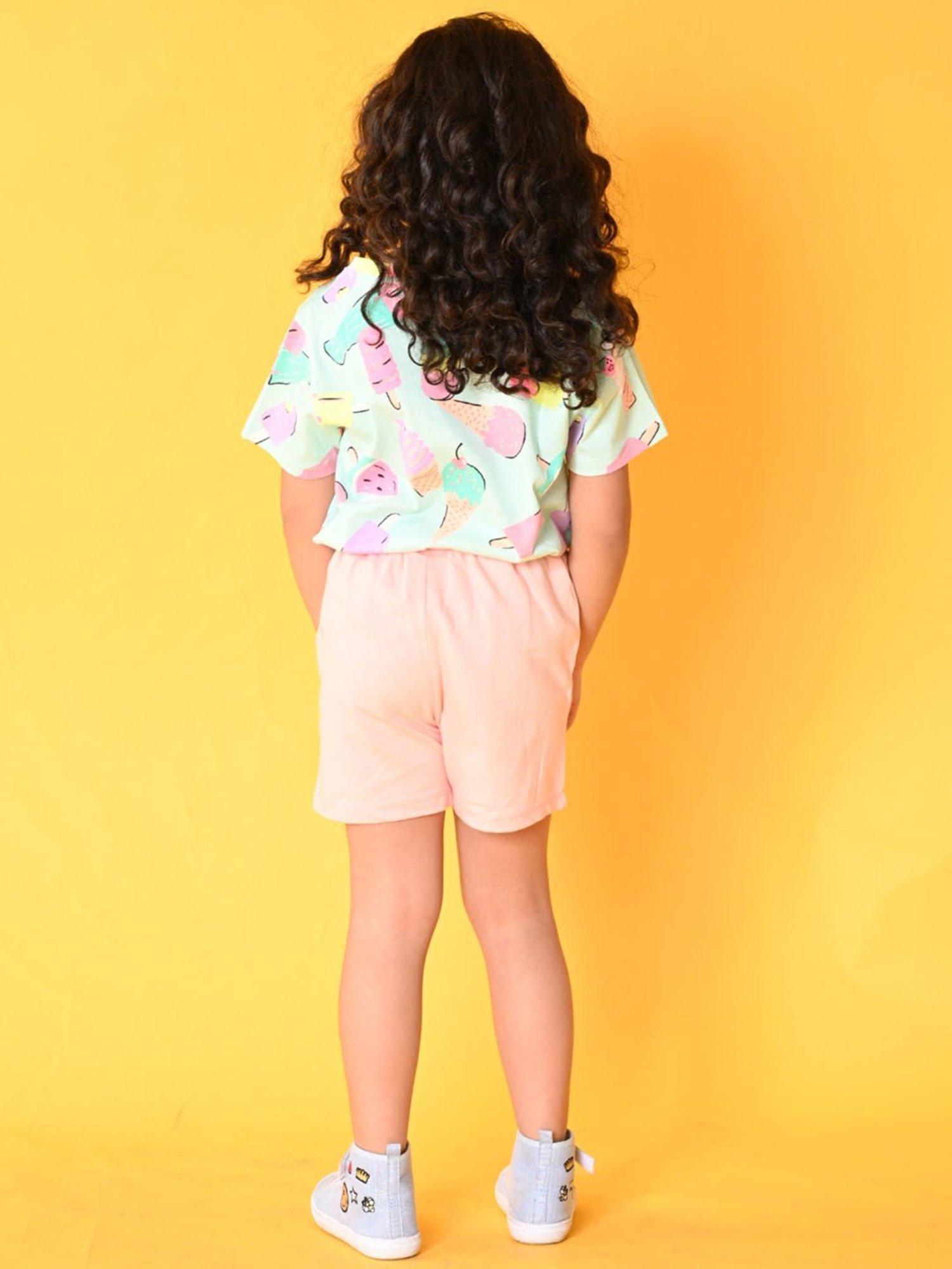 Anthrilo Kids Aqua Blue & Pink Cotton Printed T-Shirt Set