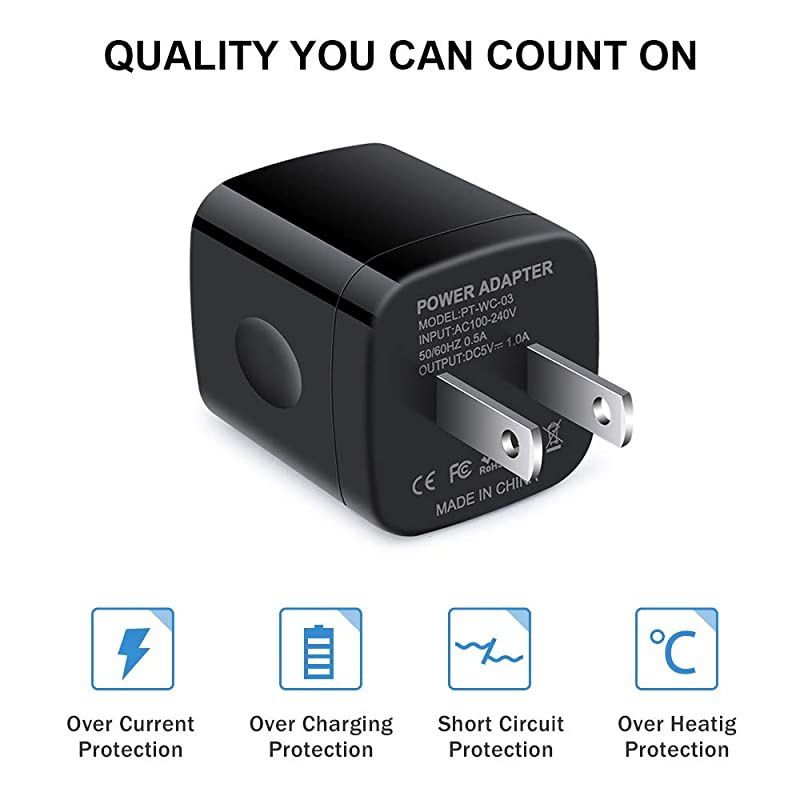 Charger Box  3PC USB Wall Plug 1A Charging Cubes OnePort Charging Block Power Adapter Compatible iPhone 11 Pro MaxSEXSX876S Samsung Galaxy A20A10eS20+S10S9+ LG G8 Moto Pixel 4a