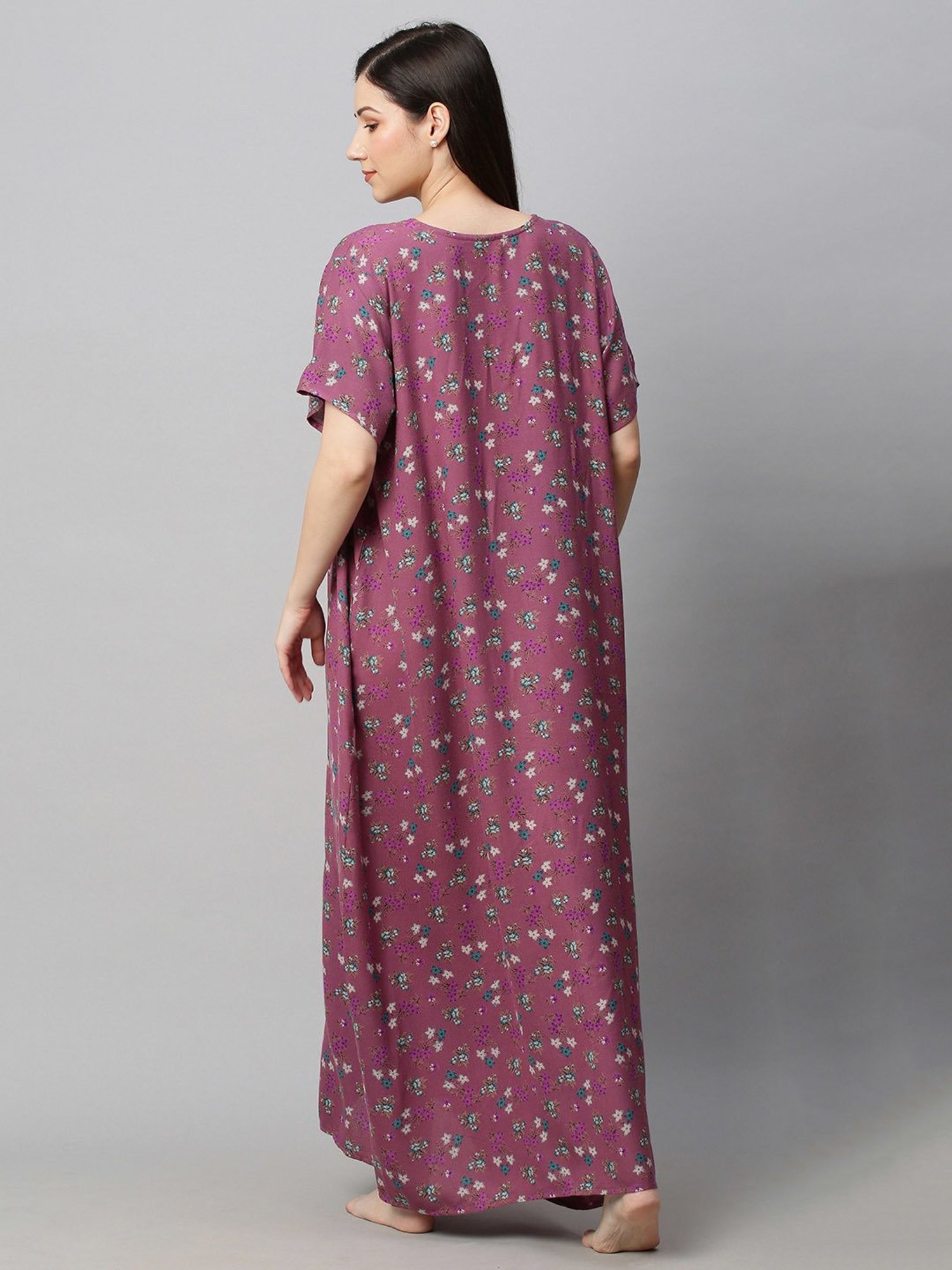 MomToBe Light Purple Printed Maternity Nighty