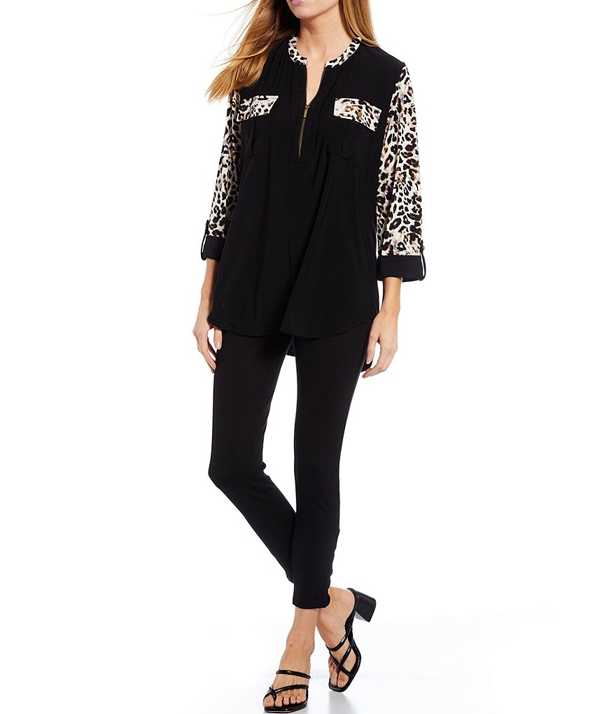 Calessa Floral Embroidered Round Neck Short Sleeve Tunic