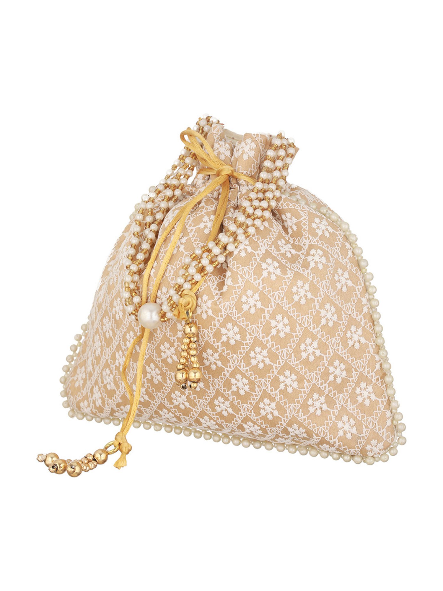 Aatmana Beige & Gold Embellished Small Potli