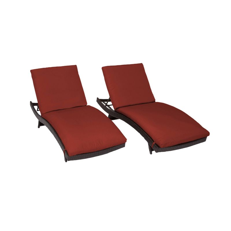 Bali 2pk Patio Chaise Lounges with Cushions - Terracotta - TK Classics