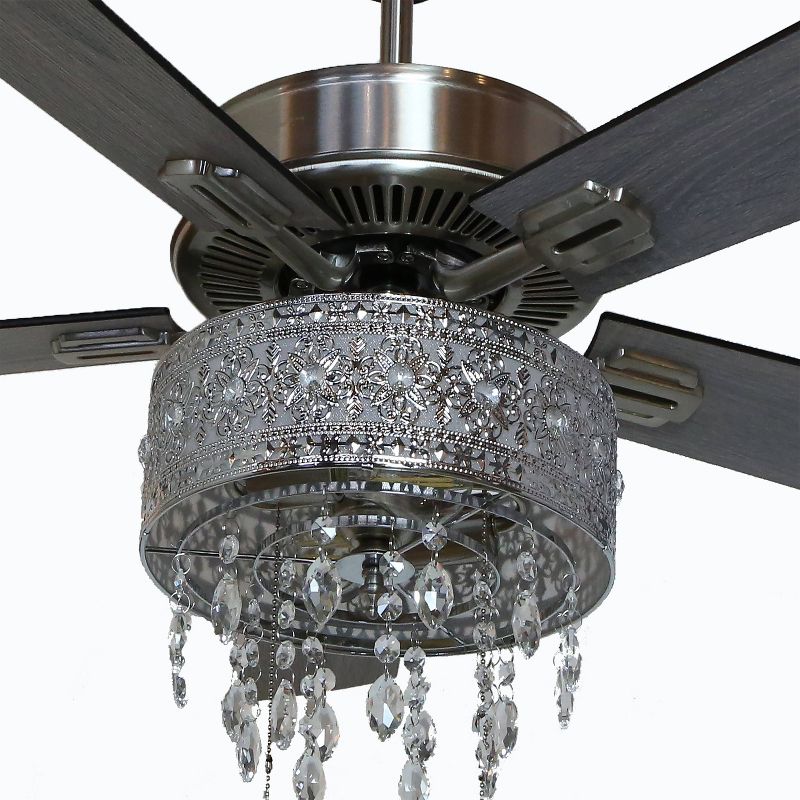 52" LED 5-Blade Roxsie Crystal Chandelier Lighted Ceiling Fan - River of Goods