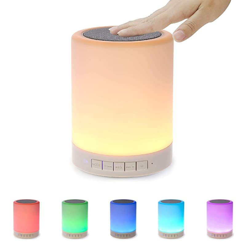 Night Light Bluetooth Speaker Portable Wireless Bluetooth Speakers Touch Control Color LED Speaker Bedside Table Light SpeakerphoneTF CardAUXin Supported White  7
