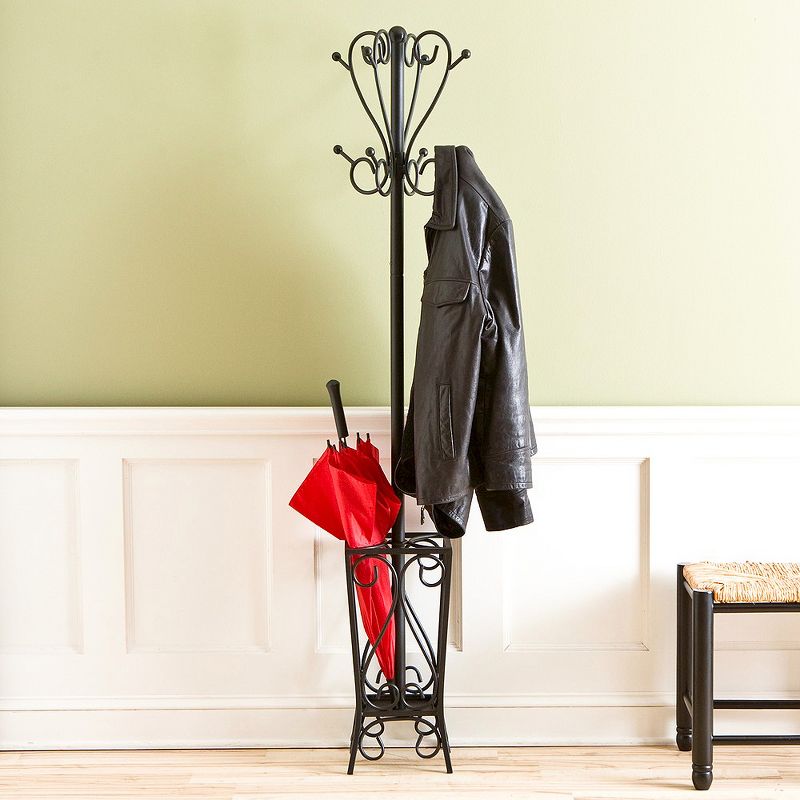 Scrolled Coat Rack and Umbrella Stand Black - Aiden Lane
