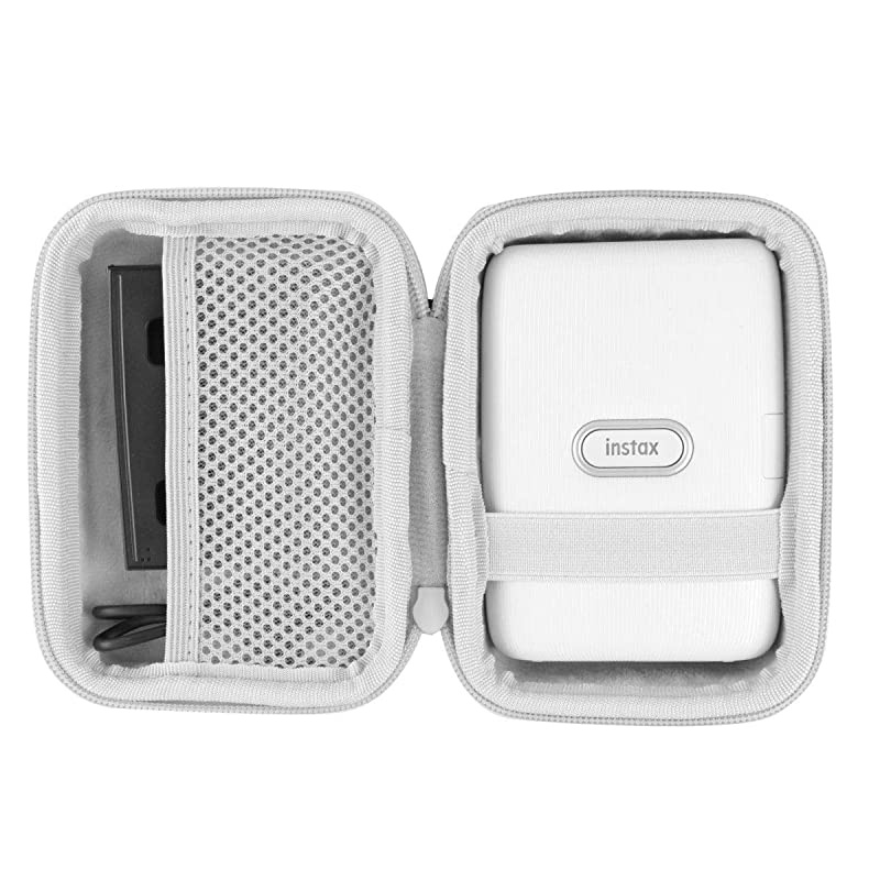 Hard Travel Case for Fujifilm Instax Mini Link Smartphone Printer Ash White Case + Inside White