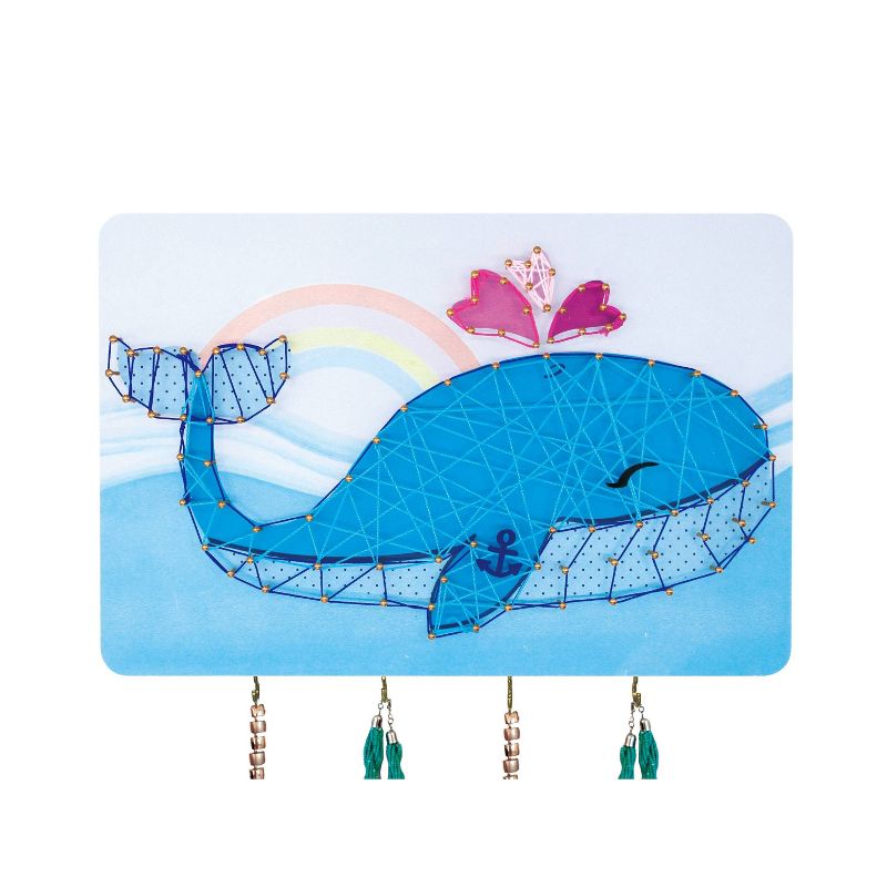 Bright Stripes Whale String Art Jewelry Holder