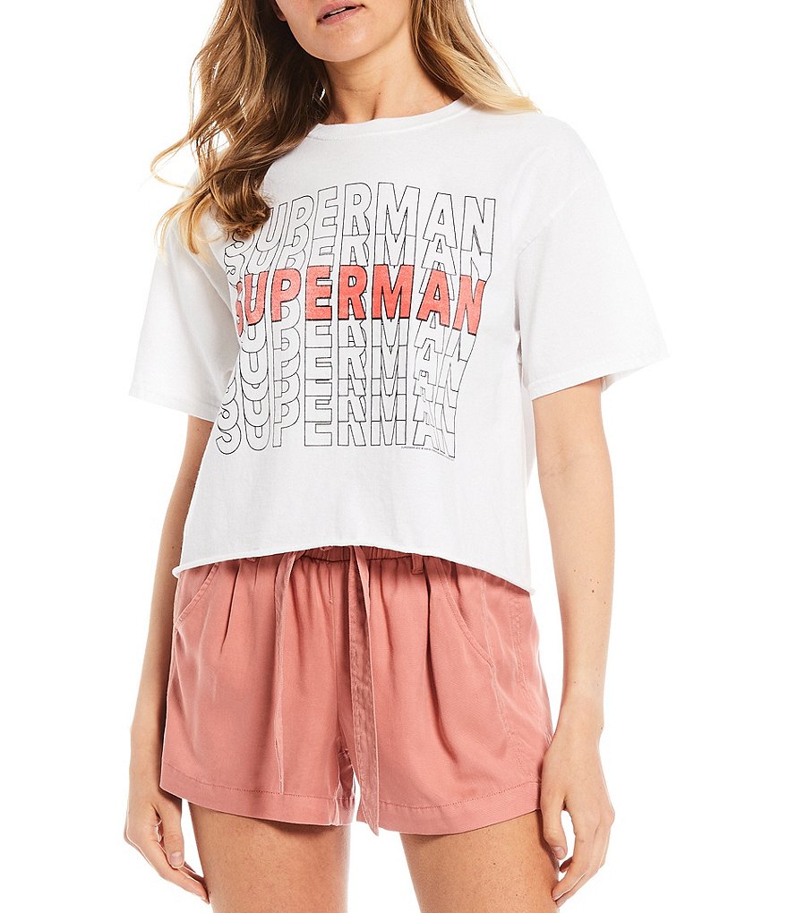 Junk Food Superman Cropped Graphic Tee