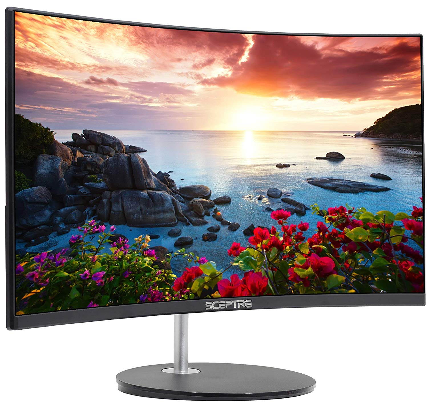 Sceptre 27" Curved 75Hz LED Monitor HDMI VGA Build-in Speakers, Edge-Less Metal Black 2019, Updated Sceptre 27" Curved 75Hz LED Monitor HDMI VGA Build-in Speakers, 1920 x 1080 Full HD Resolution