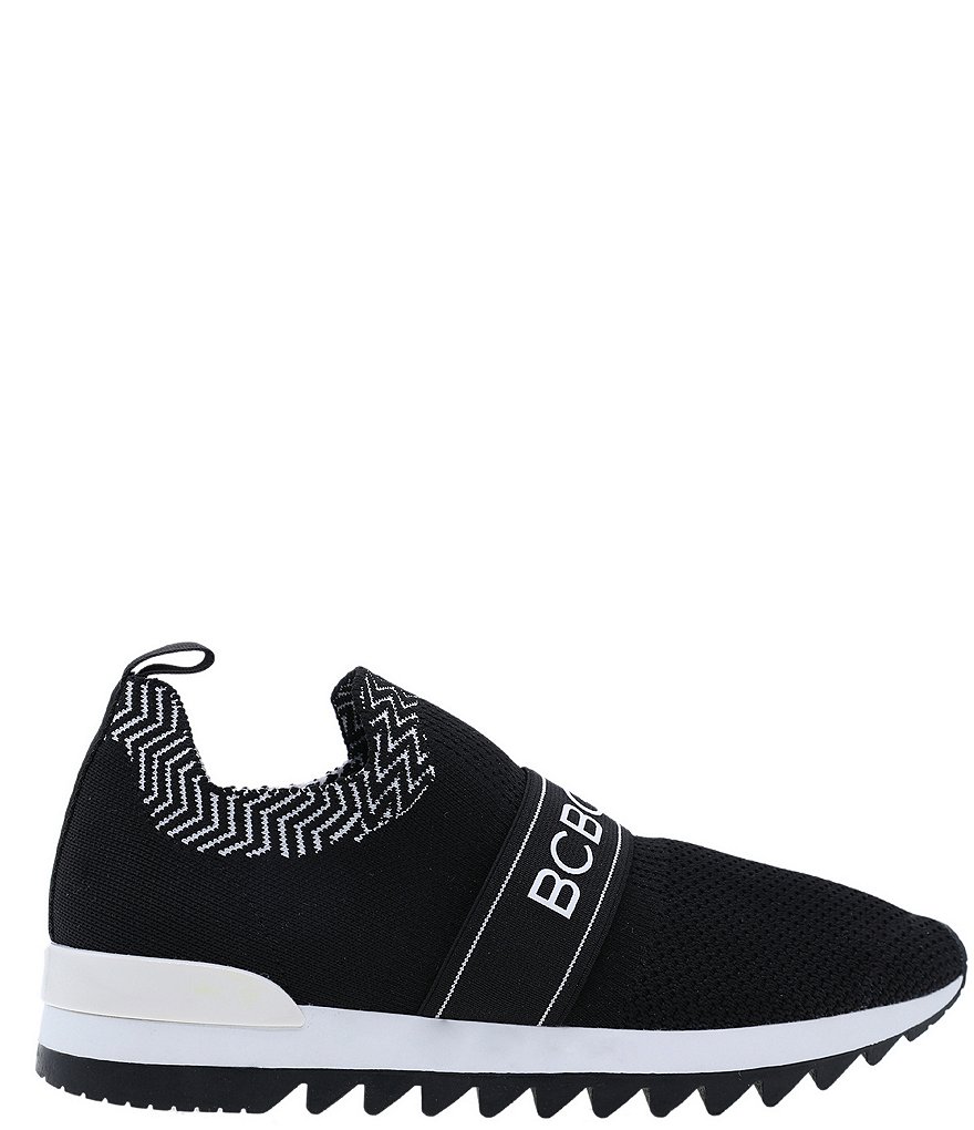 BCBGeneration Lendall Stretch Knit Fabric Logo Strap Slip-On Sneakers