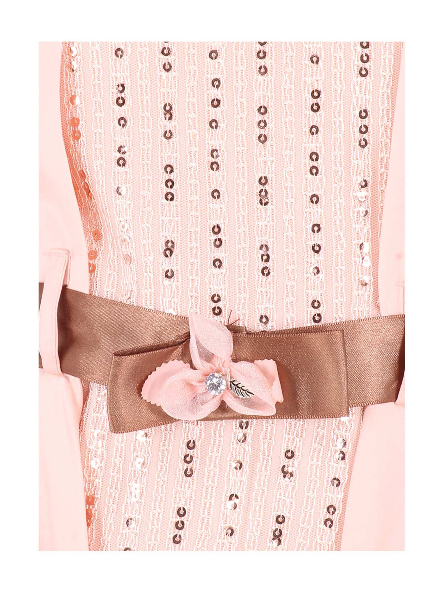 Cutecumber Kids Peach Embellished  Dress with Belt